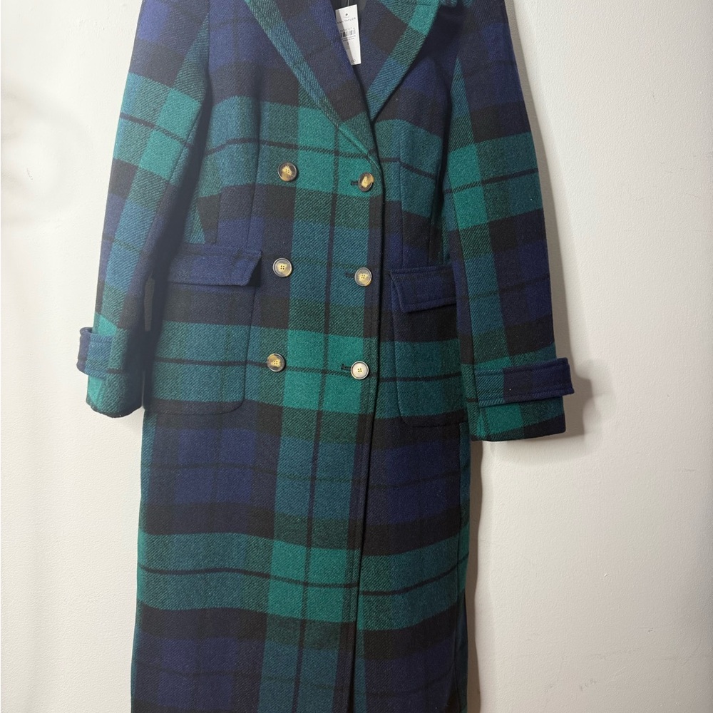 Ann Taylor Teal and Navy Plaid Coat - Picture 3 of 6